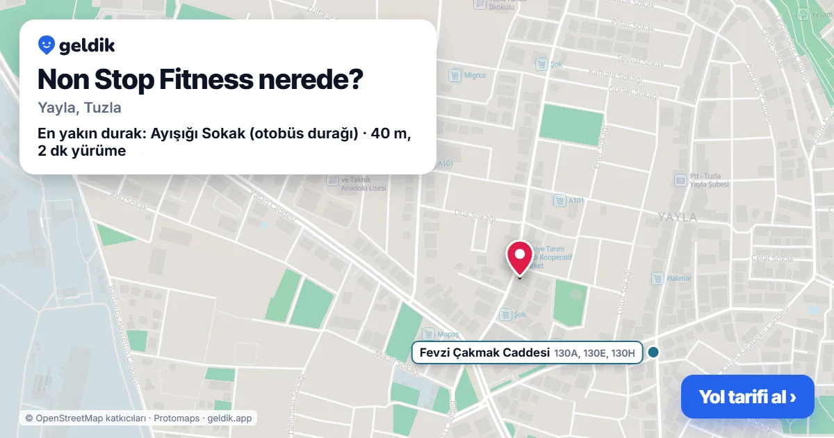 Non Stop Fitness nerede: haritada konumu ve en yakın duraklar, yürüme süreleriyle