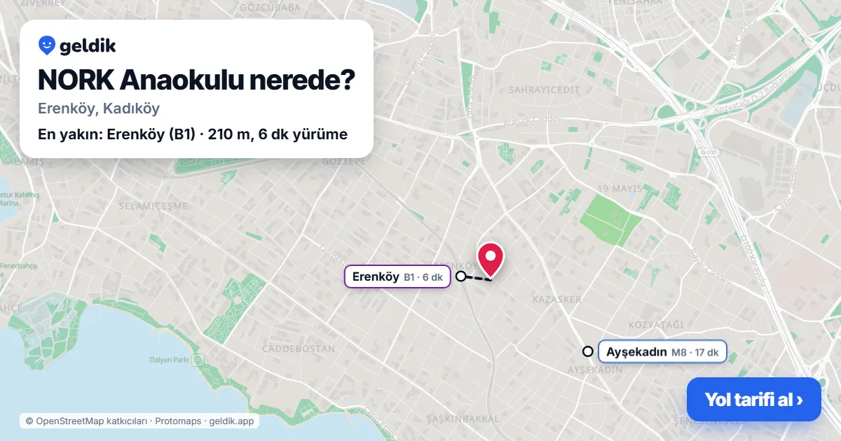 Where is NORK Anaokulu: map with its location and the nearest stops, with walking times