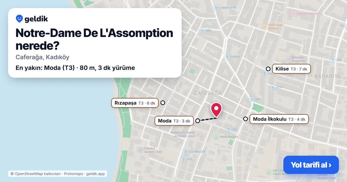 Notre-Dame De L'Assomption nerede: haritada konumu ve en yakın duraklar, yürüme süreleriyle