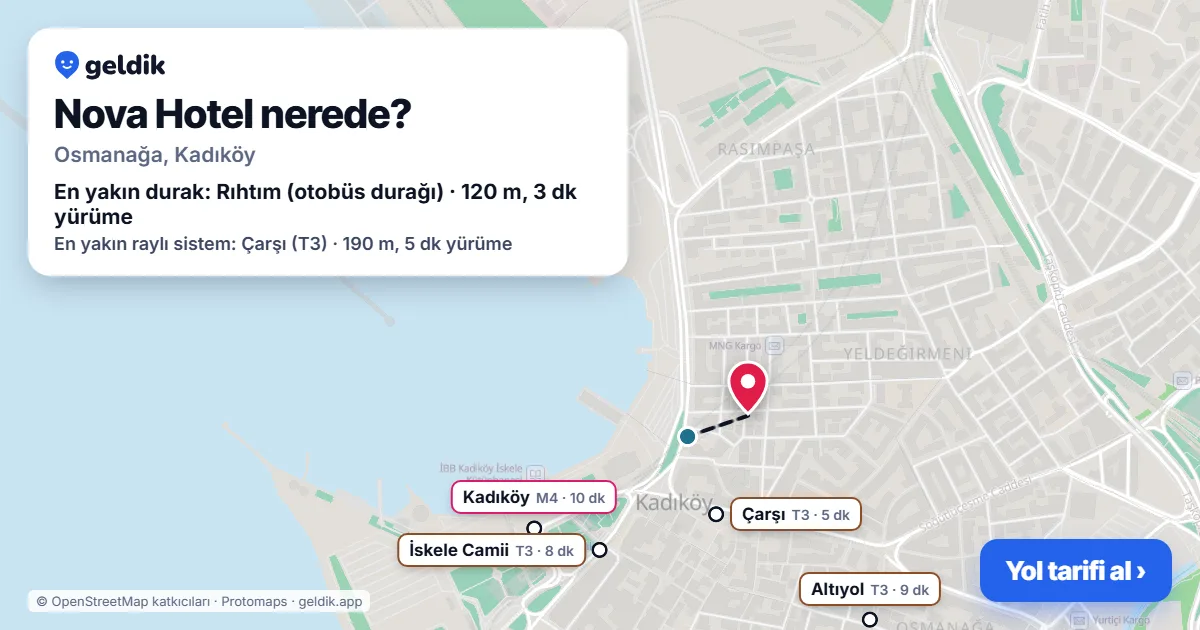 Where is Nova Hotel: map with its location and the nearest stops, with walking times