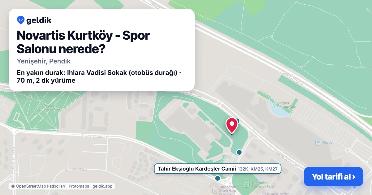 Novartis Kurtköy - Spor Salonu nerede: haritada konumu ve en yakın duraklar, yürüme süreleriyle