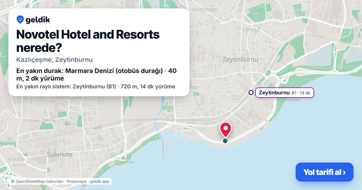 Where is Novotel Hotel and Resorts: map with its location and the nearest stops, with walking times