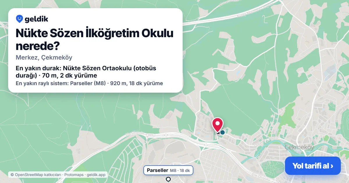 Nükte Sözen İlköğretim Okulu nerede: haritada konumu ve en yakın duraklar, yürüme süreleriyle