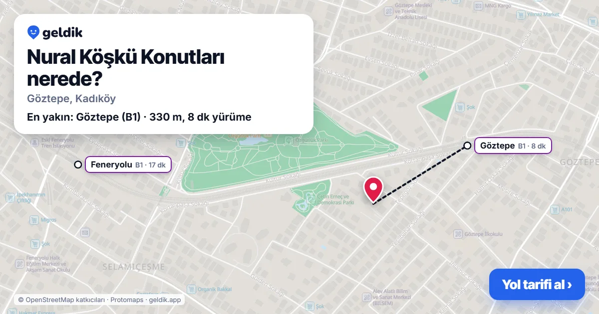 Where is Nural Köşkü Konutları: map with its location and the nearest stops, with walking times
