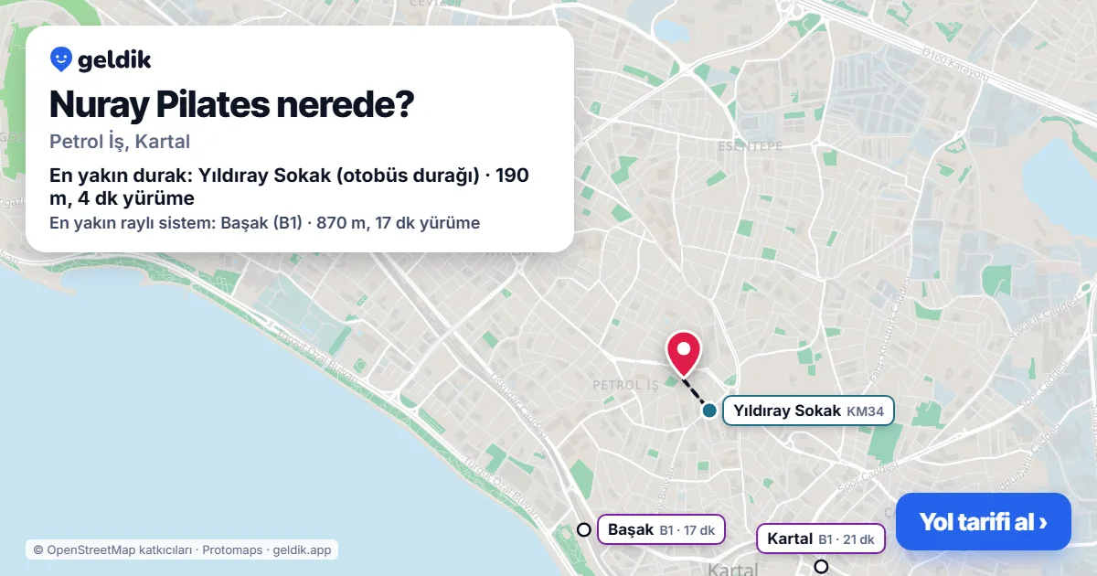 Where is Nuray Pilates: map with its location and the nearest stops, with walking times
