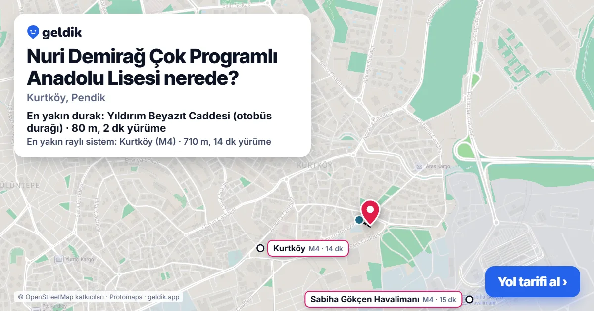 Nuri Demirağ Çok Programlı Anadolu Lisesi nerede: haritada konumu ve en yakın duraklar, yürüme süreleriyle