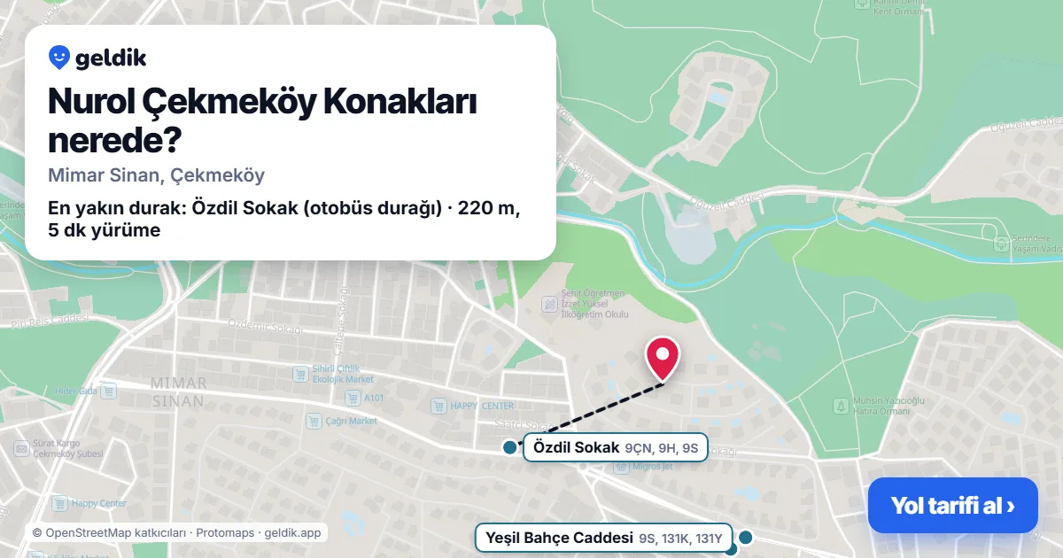 Where is Nurol Çekmeköy Konakları: map with its location and the nearest stops, with walking times