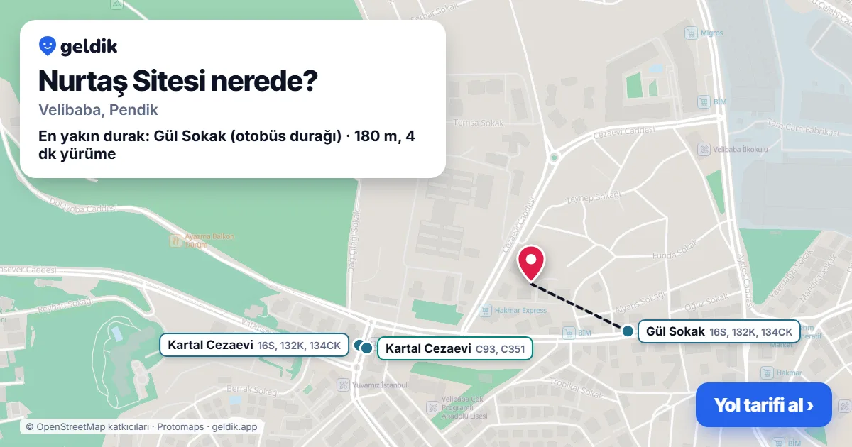 Nurtaş Sitesi nerede: haritada konumu ve en yakın duraklar, yürüme süreleriyle
