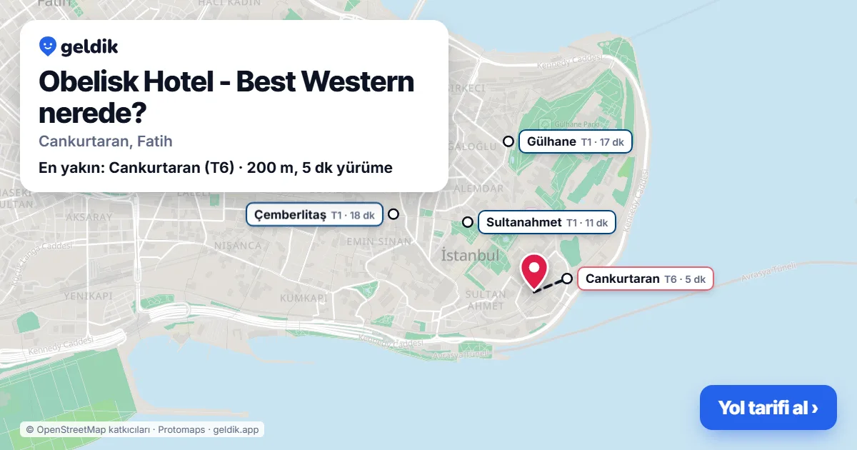 Obelisk Hotel - Best Western nerede: haritada konumu ve en yakın duraklar, yürüme süreleriyle