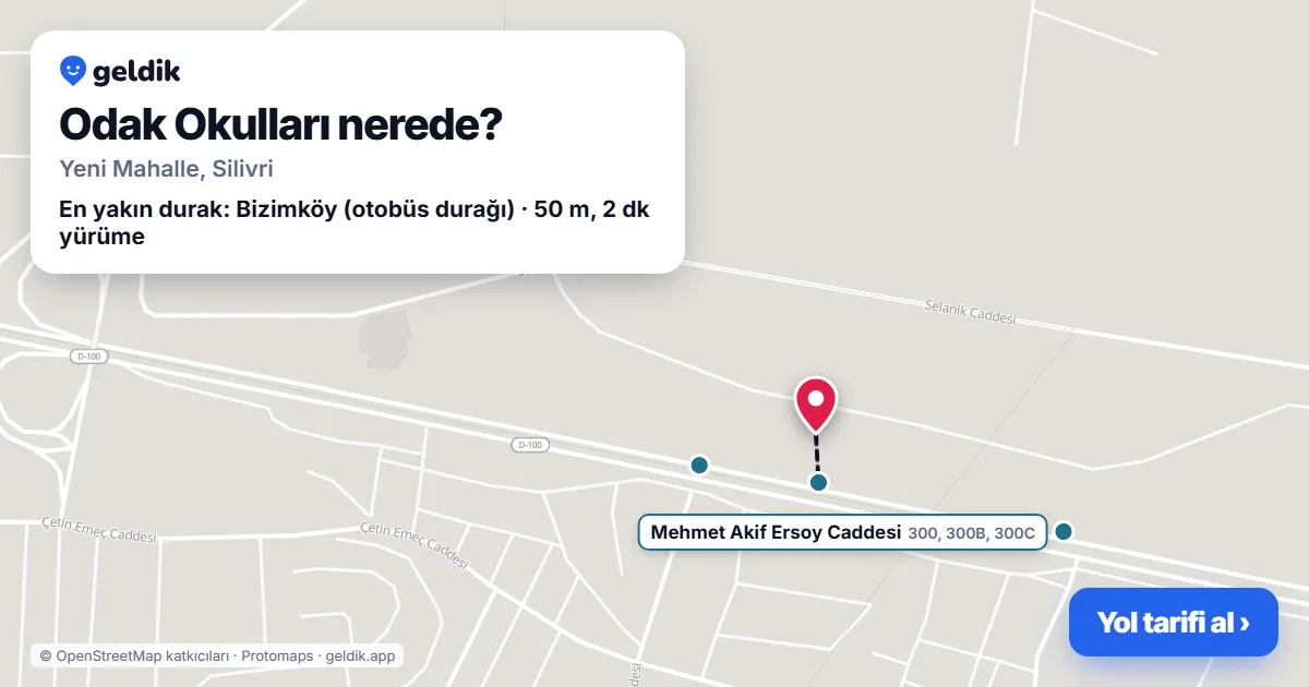 Where is Odak Okulları: map with its location and the nearest stops, with walking times