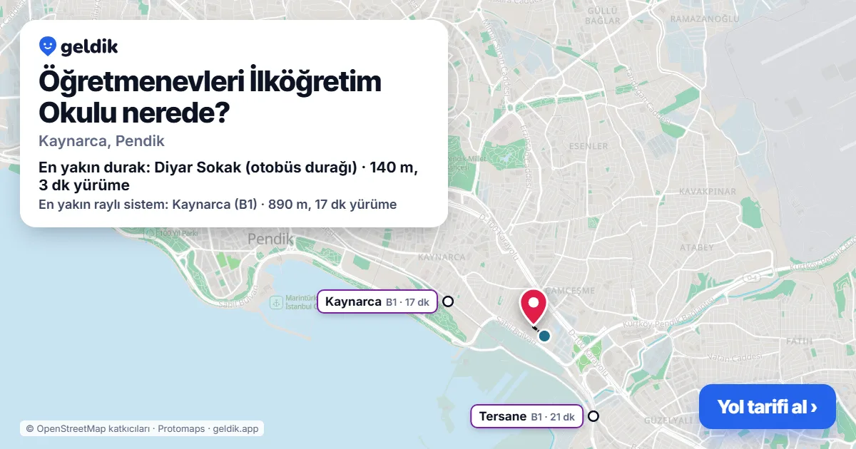 Öğretmenevleri İlköğretim Okulu nerede: haritada konumu ve en yakın duraklar, yürüme süreleriyle
