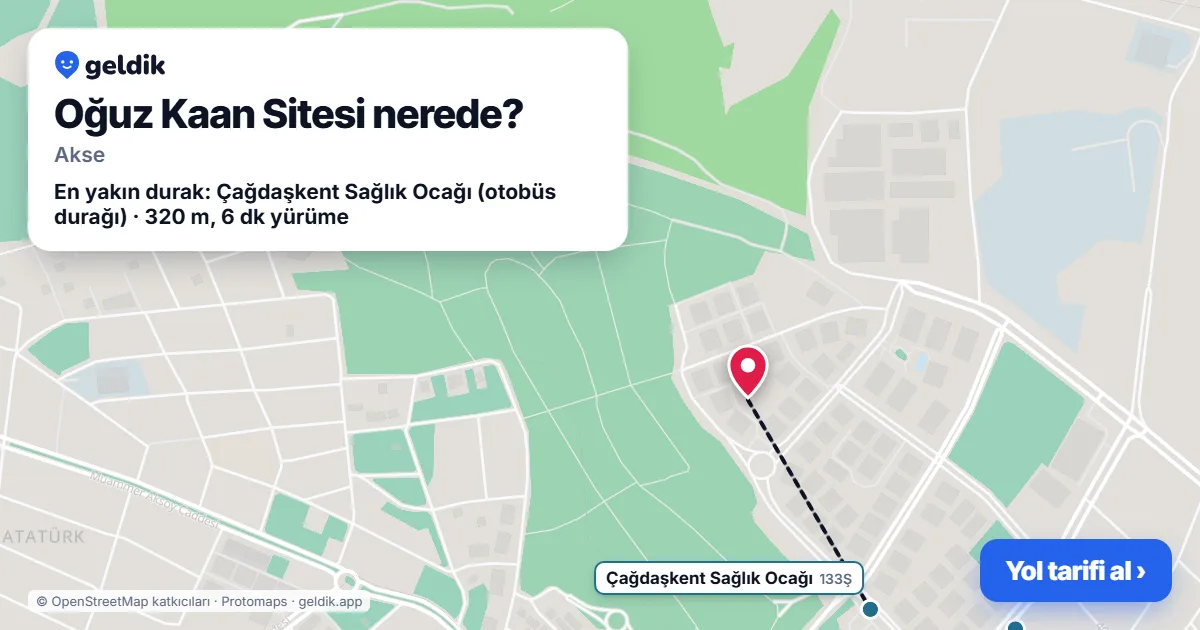 Oğuz Kaan Sitesi nerede: haritada konumu ve en yakın duraklar, yürüme süreleriyle
