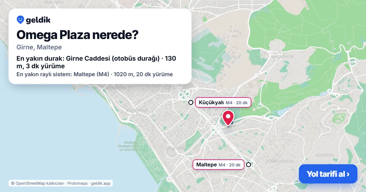 Where is Omega Plaza: map with its location and the nearest stops, with walking times