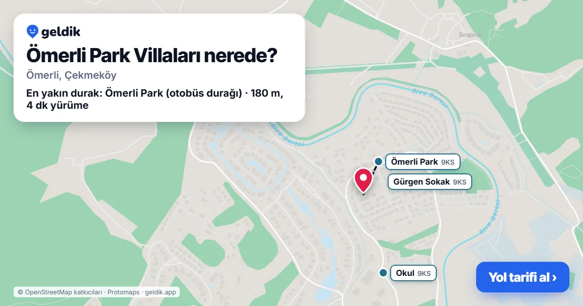 Ömerli Park Villaları nerede: haritada konumu ve en yakın duraklar, yürüme süreleriyle