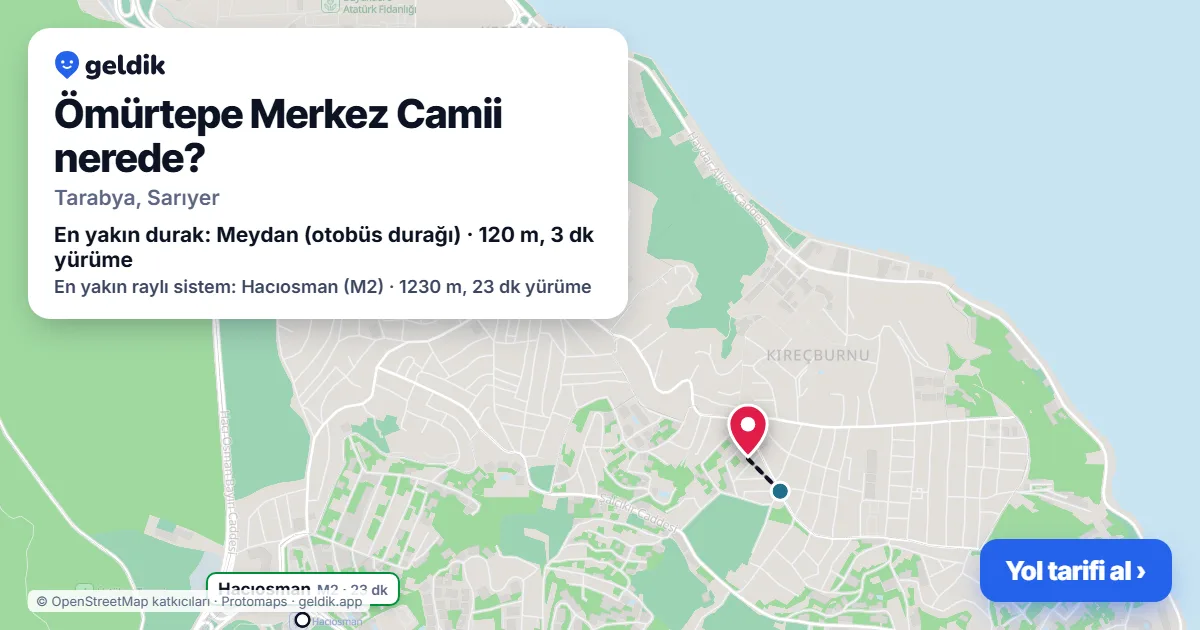 Ömürtepe Merkez Camii nerede: haritada konumu ve en yakın duraklar, yürüme süreleriyle