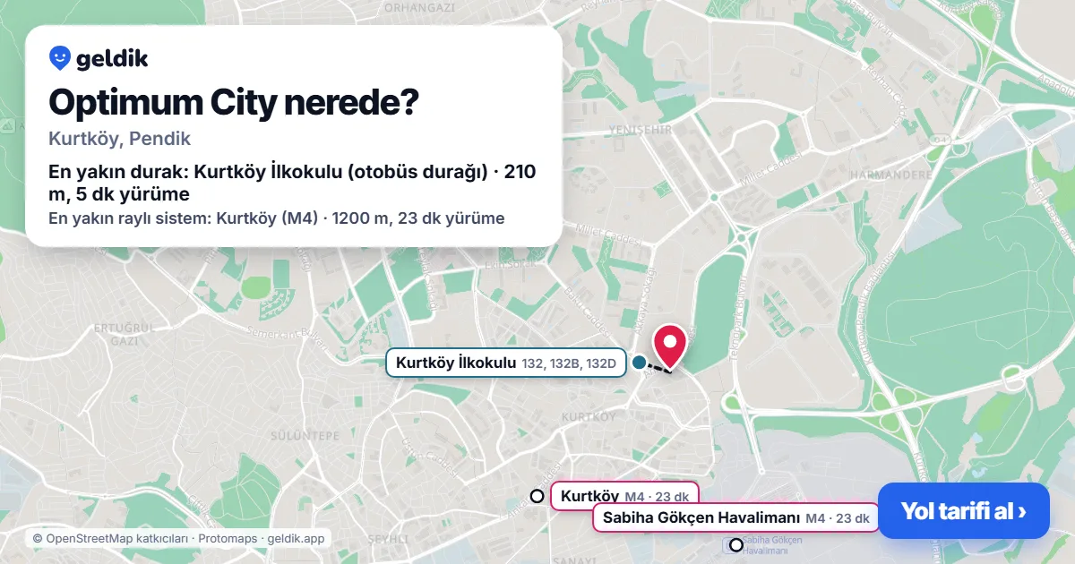 Optimum City nerede: haritada konumu ve en yakın duraklar, yürüme süreleriyle