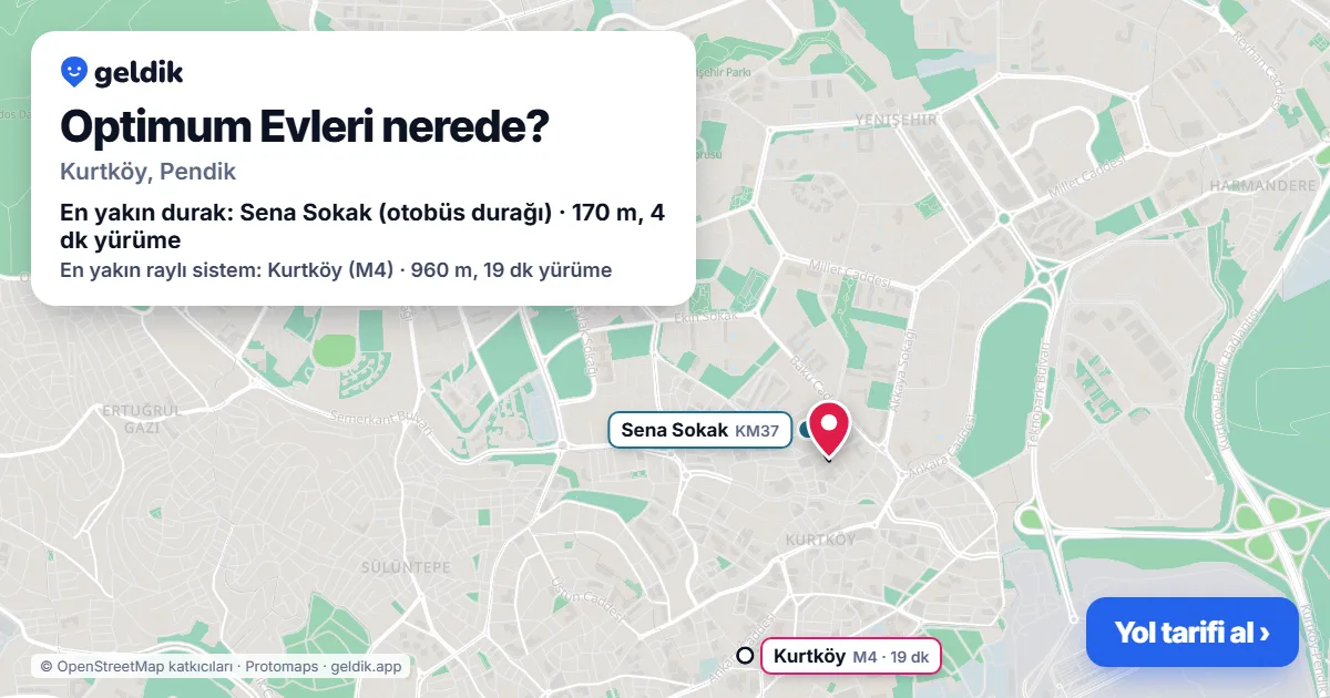 Where is Optimum Evleri: map with its location and the nearest stops, with walking times