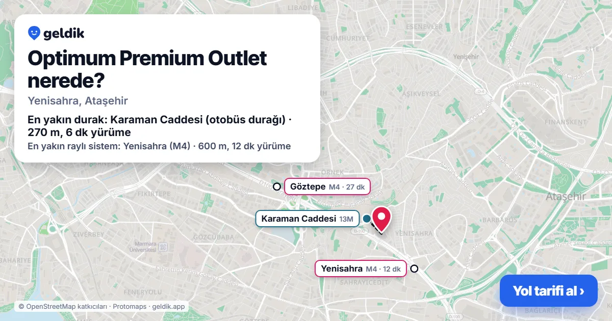 Where is Optimum Premium Outlet: map with its location and the nearest stops, with walking times