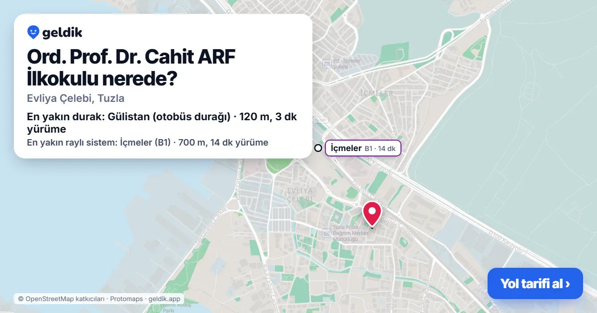 Where is Ord. Prof. Dr. Cahit ARF İlkokulu: map with its location and the nearest stops, with walking times