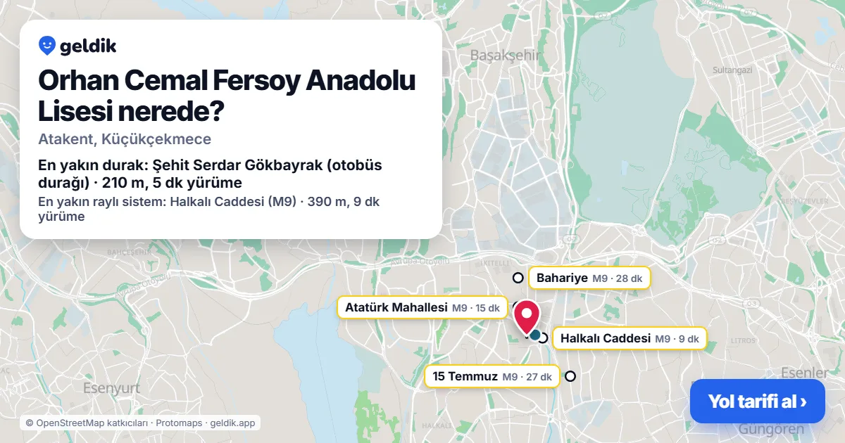 Where is Orhan Cemal Fersoy Anadolu Lisesi: map with its location and the nearest stops, with walking times