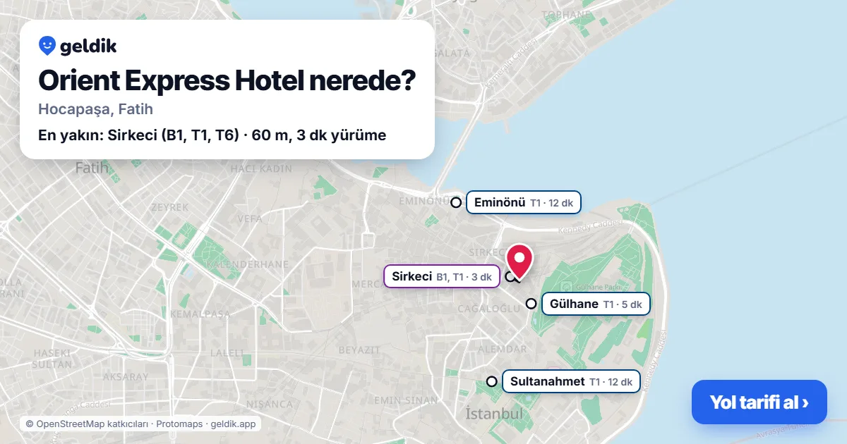 Where is Orient Express Hotel: map with its location and the nearest stops, with walking times