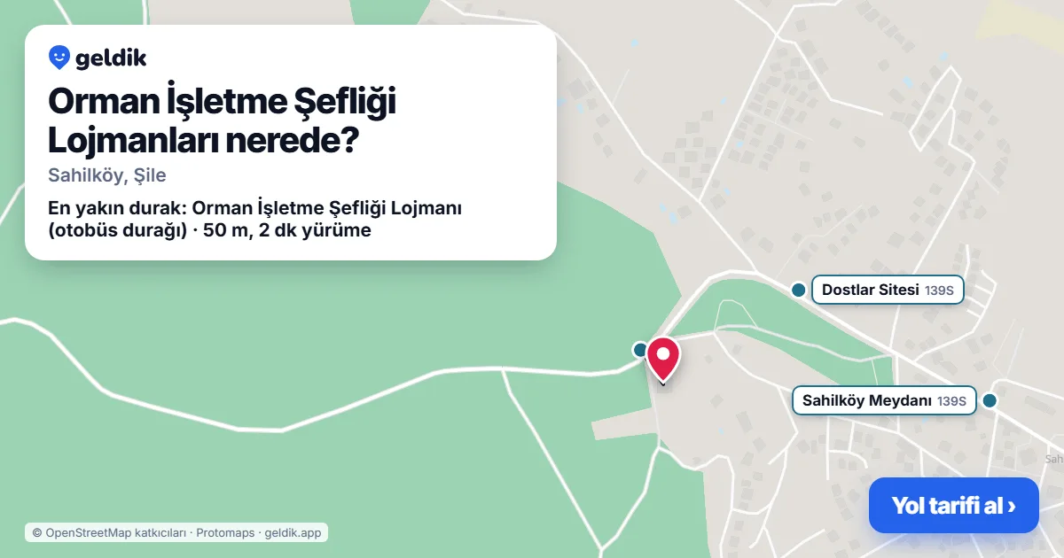 Orman İşletme Şefliği Lojmanları nerede: haritada konumu ve en yakın duraklar, yürüme süreleriyle