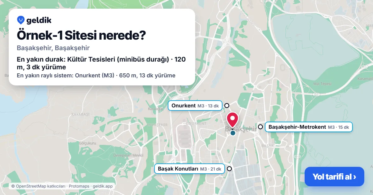 Where is Örnek-1 Sitesi: map with its location and the nearest stops, with walking times
