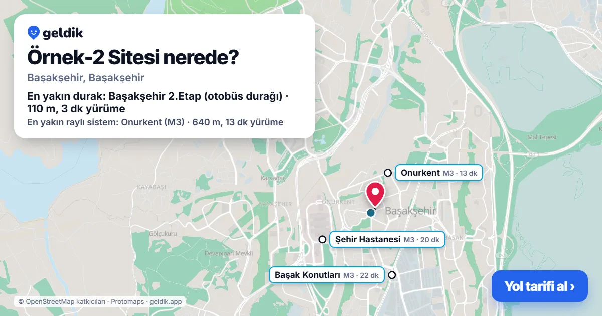 Where is Örnek-2 Sitesi: map with its location and the nearest stops, with walking times