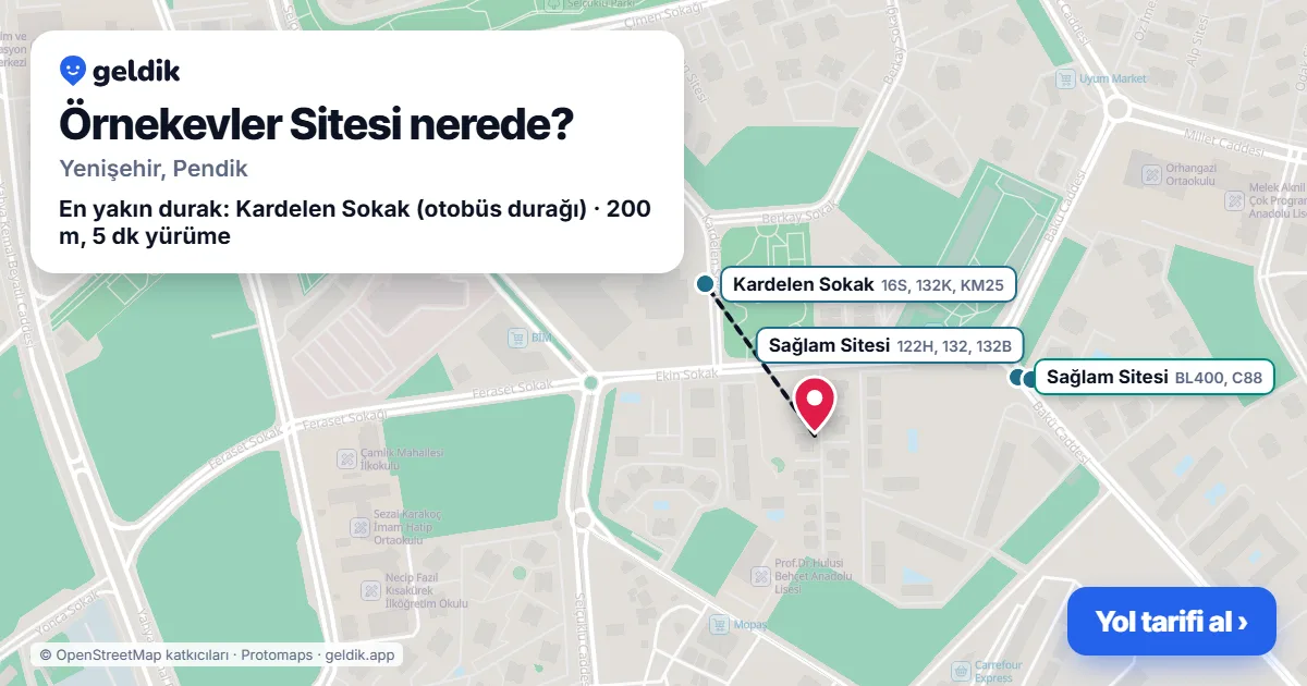 Örnekevler Sitesi nerede: haritada konumu ve en yakın duraklar, yürüme süreleriyle