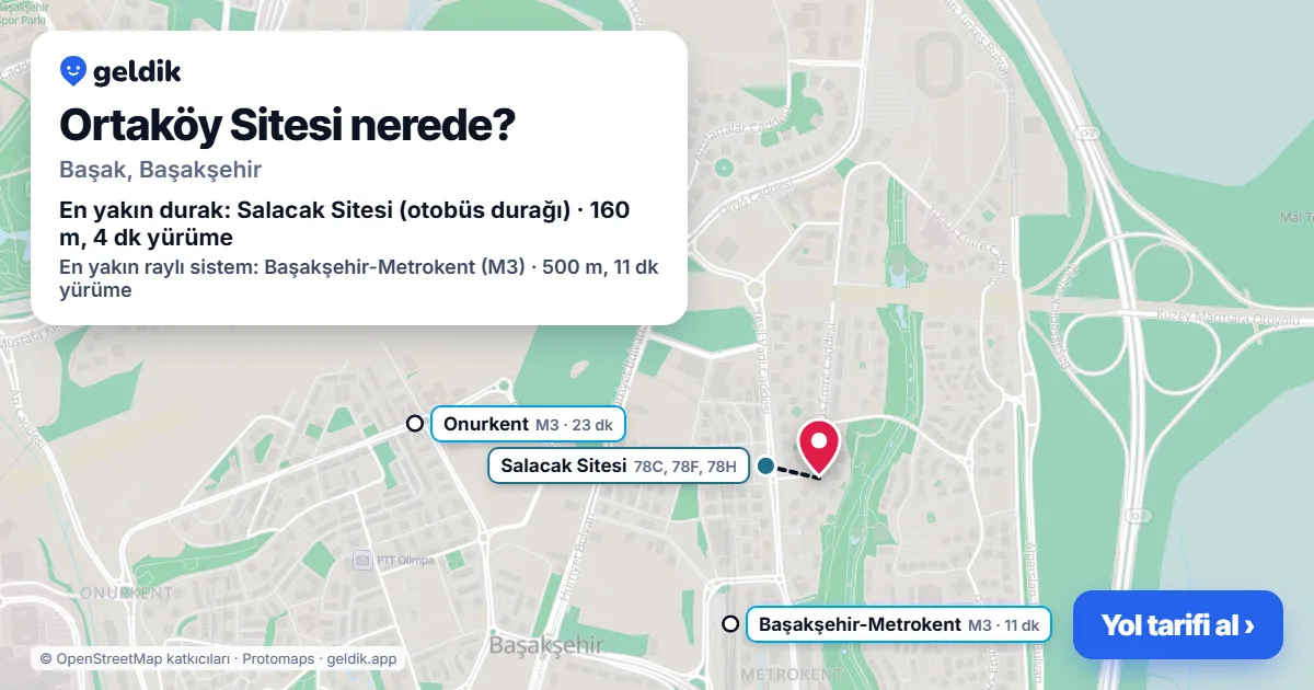 Ortaköy Sitesi nerede: haritada konumu ve en yakın duraklar, yürüme süreleriyle