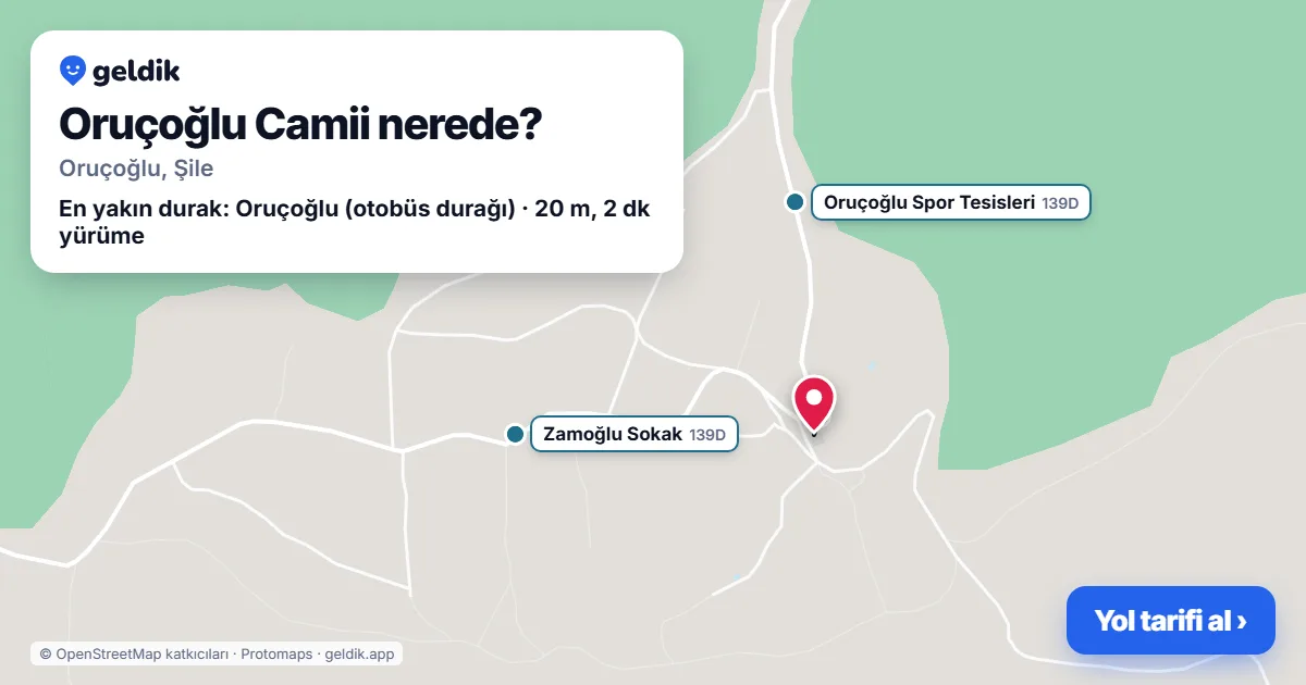 Oruçoğlu Camii nerede: haritada konumu ve en yakın duraklar, yürüme süreleriyle