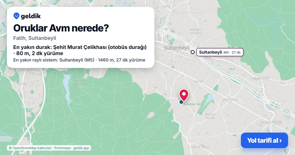 Where is Oruklar Avm: map with its location and the nearest stops, with walking times
