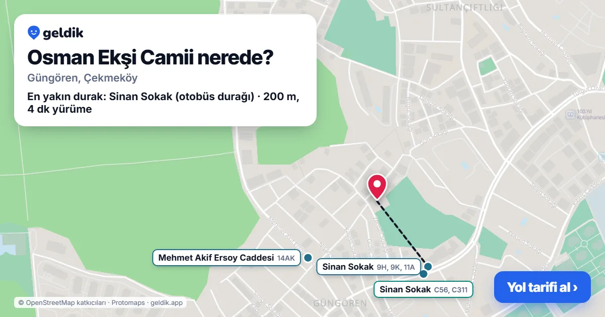 Osman Ekşi Camii nerede: haritada konumu ve en yakın duraklar, yürüme süreleriyle
