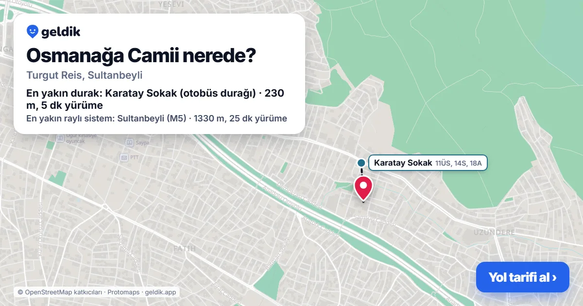 Osmanağa Camii nerede: haritada konumu ve en yakın duraklar, yürüme süreleriyle