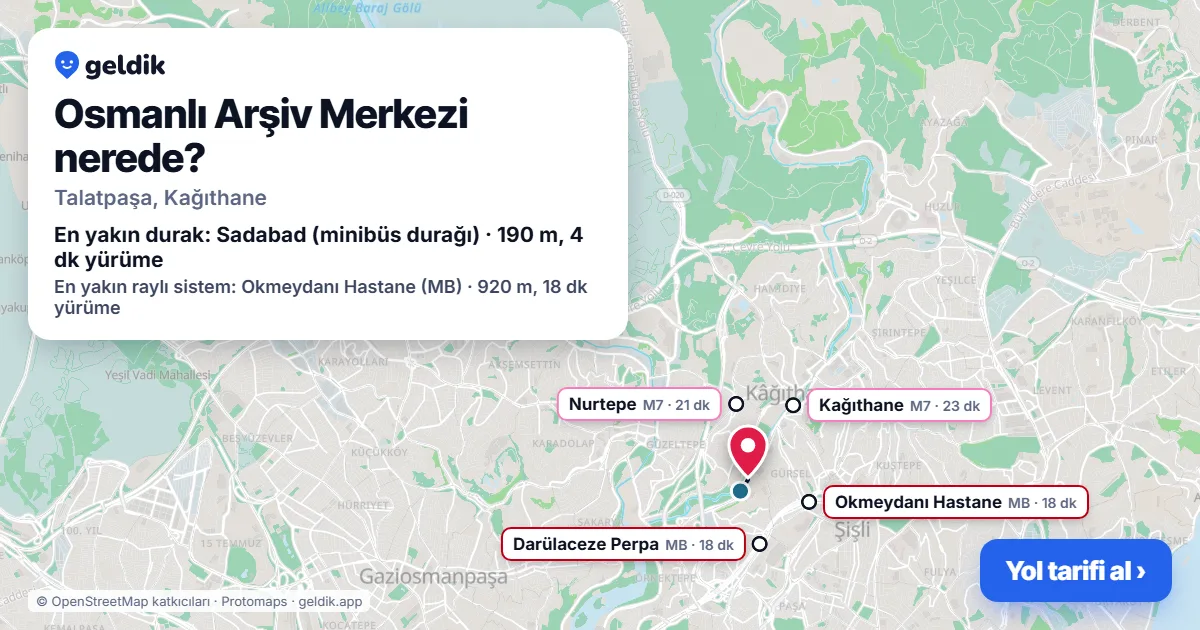 Osmanlı Arşiv Merkezi nerede: haritada konumu ve en yakın duraklar, yürüme süreleriyle