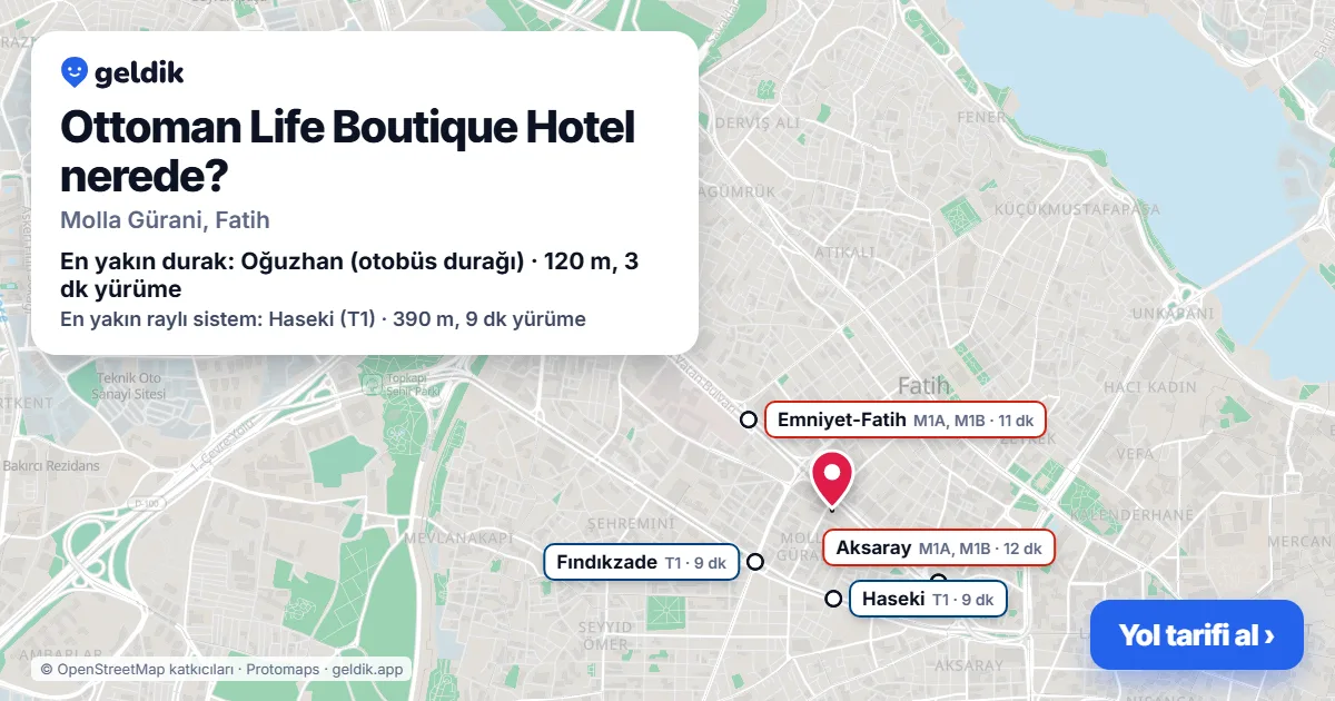 Ottoman Life Boutique Hotel nerede: haritada konumu ve en yakın duraklar, yürüme süreleriyle