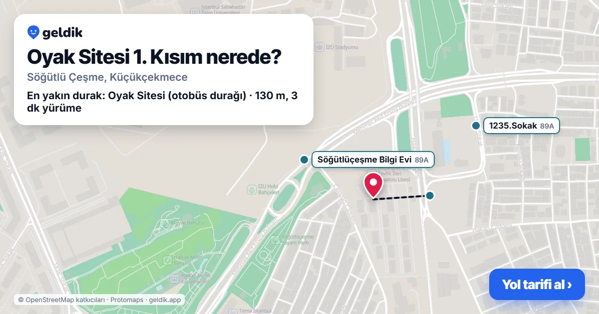 Oyak Sitesi 1. Kısım nerede: haritada konumu ve en yakın duraklar, yürüme süreleriyle
