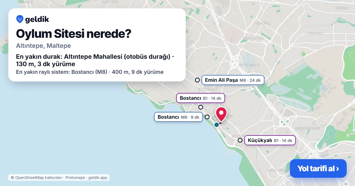 Oylum Sitesi nerede: haritada konumu ve en yakın duraklar, yürüme süreleriyle