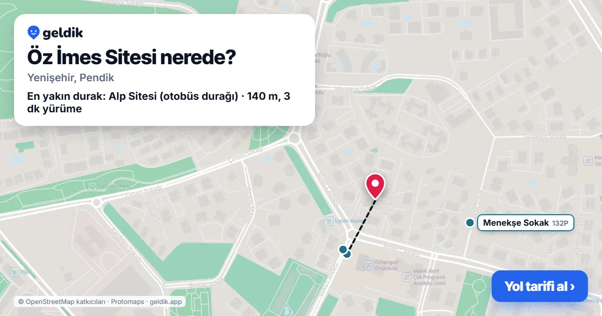 Where is Öz İmes Sitesi: map with its location and the nearest stops, with walking times