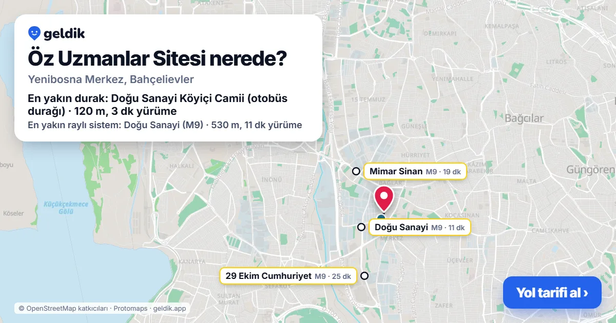 Where is Öz Uzmanlar Sitesi: map with its location and the nearest stops, with walking times