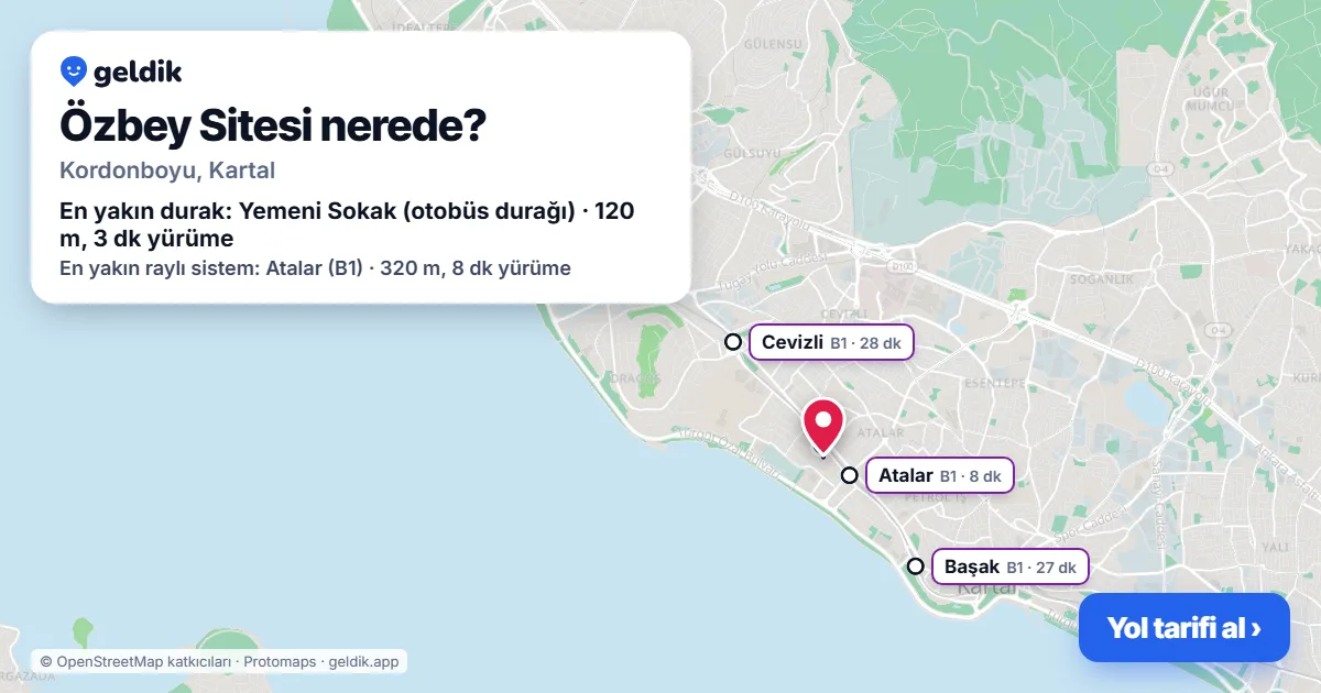 Where is Özbey Sitesi: map with its location and the nearest stops, with walking times