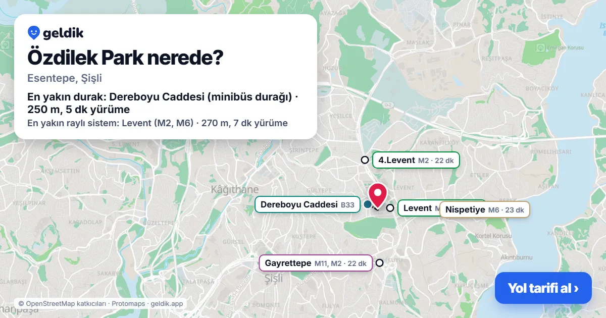 Where is Özdilek Park: map with its location and the nearest stops, with walking times