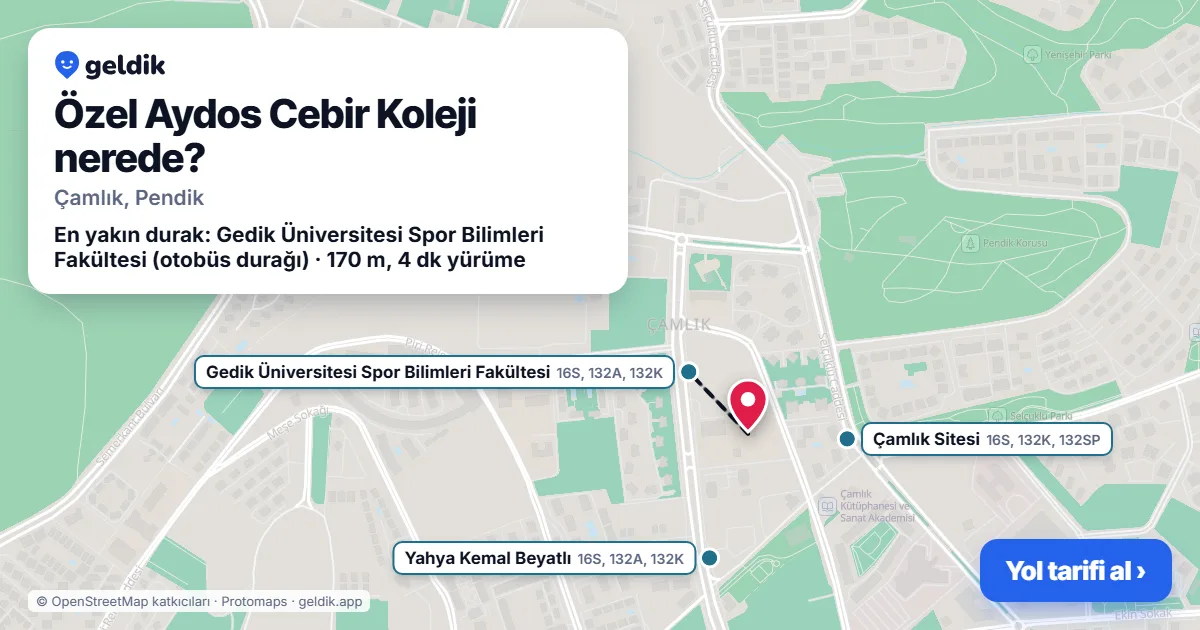 Where is Özel Aydos Cebir Koleji: map with its location and the nearest stops, with walking times