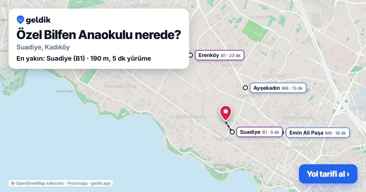 Özel Bilfen Anaokulu nerede: haritada konumu ve en yakın duraklar, yürüme süreleriyle