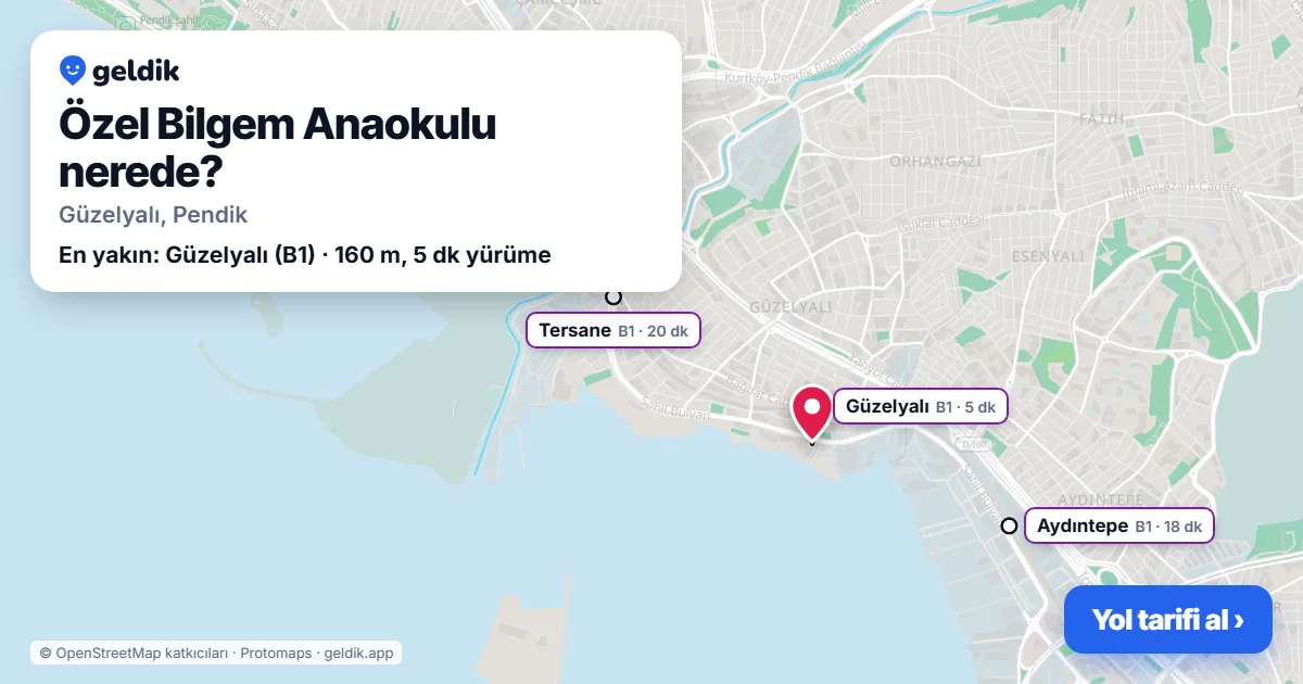 Özel Bilgem Anaokulu nerede: haritada konumu ve en yakın duraklar, yürüme süreleriyle