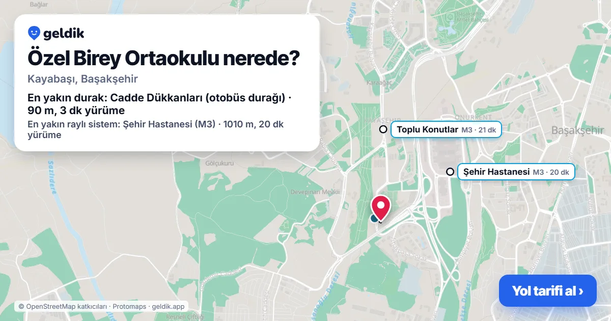 Özel Birey Ortaokulu nerede: haritada konumu ve en yakın duraklar, yürüme süreleriyle