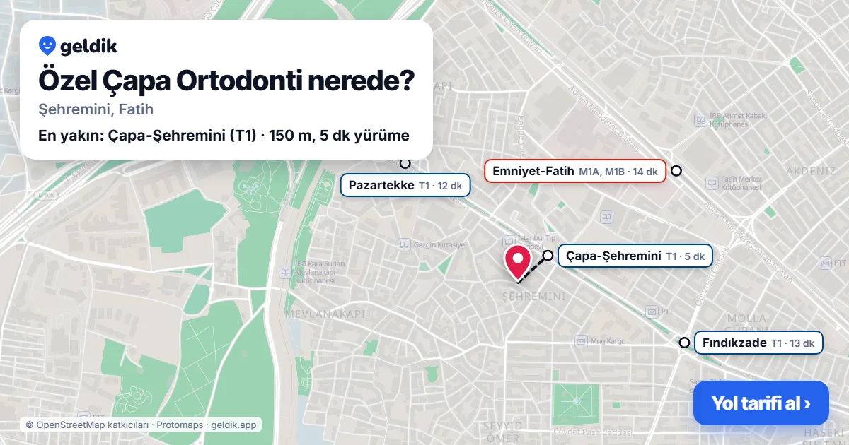 Özel Çapa Ortodonti nerede: haritada konumu ve en yakın duraklar, yürüme süreleriyle