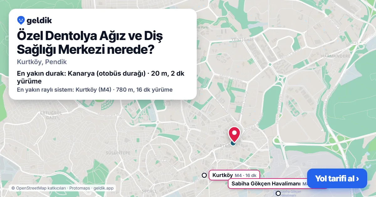 Özel Dentolya Ağız ve Diş Sağlığı Merkezi nerede: haritada konumu ve en yakın duraklar, yürüme süreleriyle