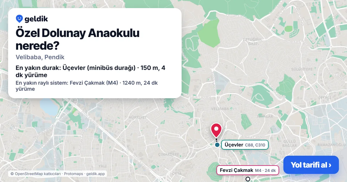 Where is Özel Dolunay Anaokulu: map with its location and the nearest stops, with walking times