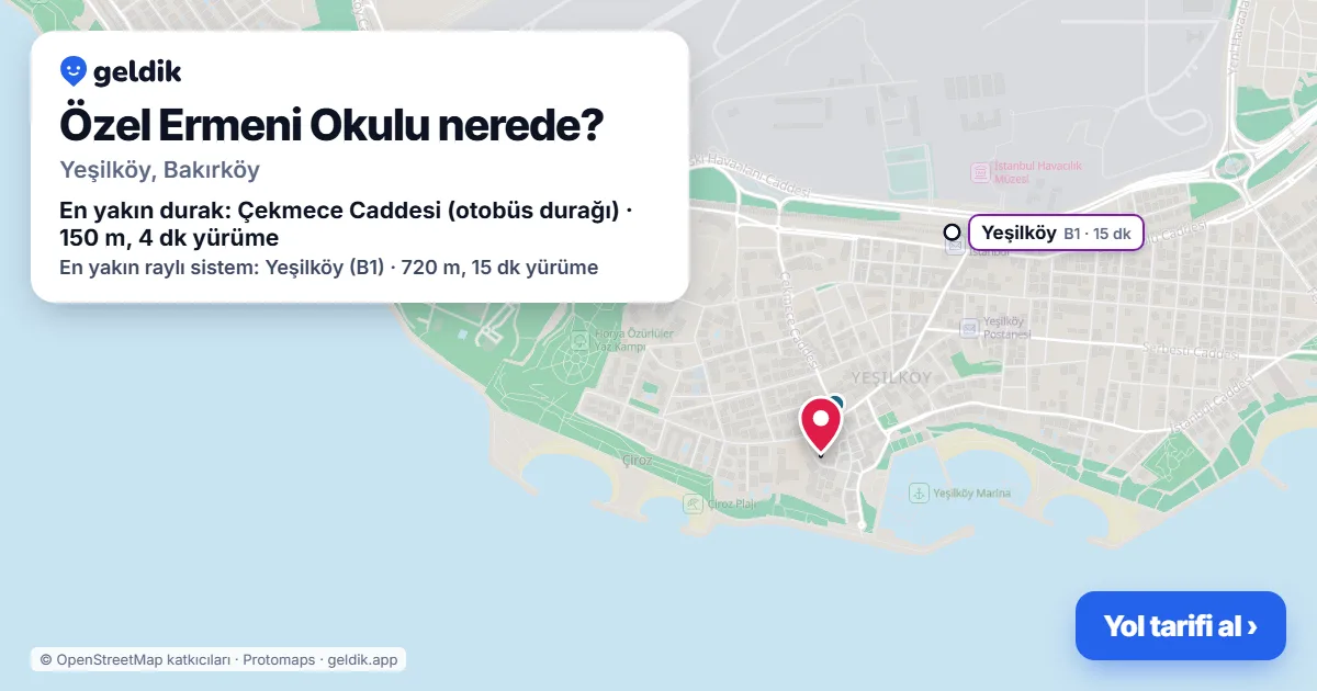 Where is Özel Ermeni Okulu: map with its location and the nearest stops, with walking times